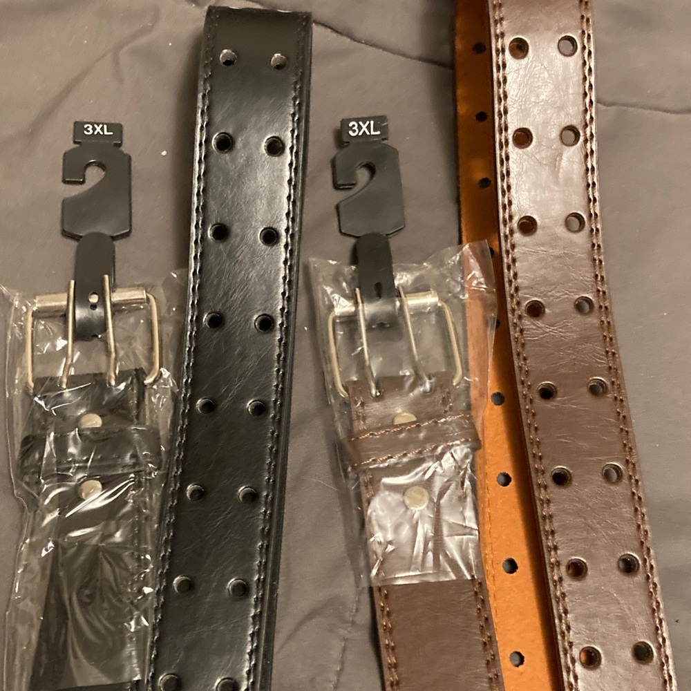 Men's Black and Brown Leather Belts 3XL
